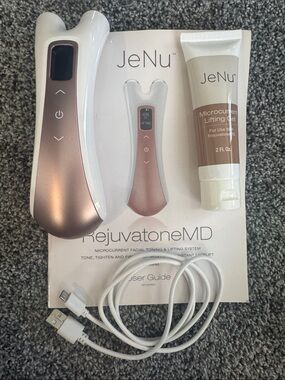 RejuvatoneMD Microcurrent Facial Lifting Device in Rose Gold & White